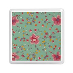 Mid Century Retro Floral 1970s 1960s Pattern 79 Memory Card Reader (square) by violetheavensky