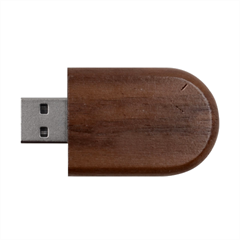 Mid Century Retro Floral 1970s 1960s Pattern 83 Wood Oval Usb Flash Drive by violetheavensky