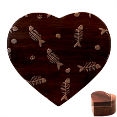 Pattern Design Seamless Fishbone Heart Wood Jewelry Box by Tsamara