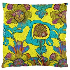 Mid Century Retro Floral 1970s 1960s Pattern 60 Large Cushion Case (one Side) by violetheavensky