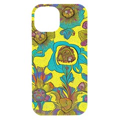 Mid Century Retro Floral 1970s 1960s Pattern 60 Iphone 15 Black Uv Print Pc Hardshell Case by violetheavensky