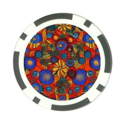 Mid Century Retro Floral 1970s 1960s Pattern 69 Poker Chip Card Guard by violetheavensky