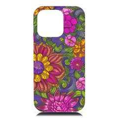 Mid Century Retro Floral 1970s 1960s Pattern 55 Iphone 16 Pro Max Black Uv Print Pc Hardshell Case by violetheavensky
