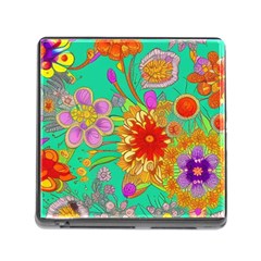 Mid Century Retro Floral 1970s 1960s Pattern 58 Memory Card Reader (square 5 Slot) by violetheavensky