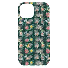 Mid Century Retro Floral 1970s 1960s Pattern 62 Iphone 15 Plus Black Uv Print Pc Hardshell Case by violetheavensky
