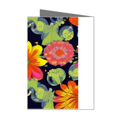Mid Century Retro Floral 1970s 1960s Pattern 54 Mini Greeting Cards (pkg Of 8) by violetheavensky
