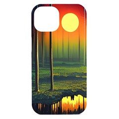 Outdoors Night Moon Full Moon Trees Setting Scene Forest Woods Light Moonlight Nature Wilderness Lan Iphone 15 Black Uv Print Pc Hardshell Case by Posterlux