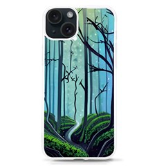 Nature Outdoors Night Trees Scene Forest Woods Light Moonlight Wilderness Stars Iphone 15 Tpu Uv Print Case by Posterlux