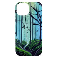 Nature Outdoors Night Trees Scene Forest Woods Light Moonlight Wilderness Stars Iphone 15 Black Uv Print Pc Hardshell Case by Posterlux