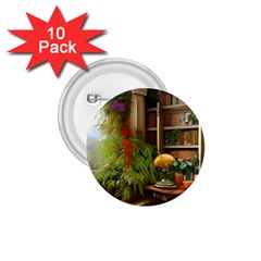 Room Interior Library Books Bookshelves Reading Literature Study Fiction Old Manor Book Nook Reading 1 75  Buttons (10 Pack) by Posterlux