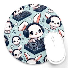 Dj Rabbit Mousepad Round Mousepad by thatfashion