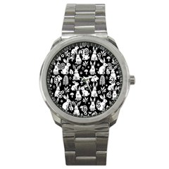 Easter Bunny Pattern Sport Metal Watch by Valentinaart