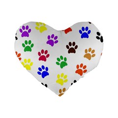 Pawprints Paw Prints Paw Animal Standard 16  Premium Flano Heart Shape Cushions by Anend
