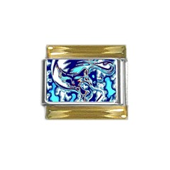 Trippy Dippy Bears Blue Dancing Greatful Dead Skull Steal Your Face Gold Trim Italian Charm (9mm) by Salmanaz77