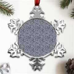 Blue Black Snake Pattern Metal Small Snowflake Ornament by DinkovaArt