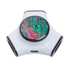 Green Pour 3-port Usb Hub by kaleidomarblingart